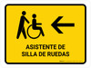 Wheelchair Assistant With Left Arrow Yellow Spanish Landscape - Wall Sign Wheelchair Assistant With Left Arrow Yellow Spanish Landscape - Wall Sign