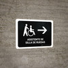 Wheelchair Assistant With Right Arrow Black Spanish Landscape - Wall Sign
