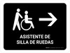 Wheelchair Assistant With Right Arrow Black Spanish Landscape - Wall Sign