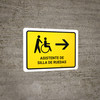Wheelchair Assistant With Right Arrow Yellow Spanish Landscape - Wall Sign