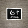 Wheelchair Assistant With Up Arrow Black Spanish Landscape - Wall Sign Wheelchair Assistant With Up Arrow Black Spanish Landscape - Wall Sign