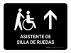 Wheelchair Assistant With Up Arrow Black Spanish Landscape - Wall Sign Wheelchair Assistant With Up Arrow Black Spanish Landscape - Wall Sign