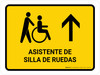 Wheelchair Assistant With Up Arrow Yellow Spanish Landscape - Wall Sign