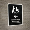 Wheelchair Assistant With Left Arrow Black Bilingual Portrait - Wall Sign