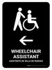 Wheelchair Assistant With Left Arrow Black Bilingual Portrait - Wall Sign