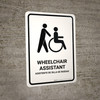 Wheelchair Assistant White Bilingual Spanish Portrait - Wall Sign