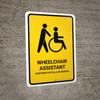 Wheelchair Assistant Yellow Bilingual Spanish Portrait - Wall Sign