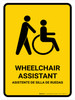 Wheelchair Assistant Yellow Bilingual Spanish Portrait - Wall Sign