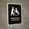 Wheelchair Assistant Black Portrait - Wall Sign