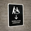 Wheelchair Assistant With Down Arrow Black Portrait - Wall Sign
