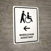 Wheelchair Assistant With Left Arrow White Portrait - Wall Sign Wheelchair Assistant With Left Arrow White Portrait - Wall Sign
