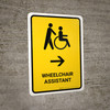 Wheelchair Assistant With Right Arrow Yellow Portrait - Wall Sign Wheelchair Assistant With Right Arrow Yellow Portrait - Wall Sign