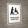 Wheelchair Assistant White Portrait - Wall Sign