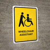 Wheelchair Assistant Yellow Portrait - Wall Sign
