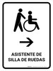 Wheelchair Assistant With Right Arrow White Spanish Portrait - Wall Sign
