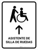 Wheelchair Assistant With Up Arrow White Spanish Portrait - Wall Sign Wheelchair Assistant With Up Arrow White Spanish Portrait - Wall Sign