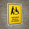 Wheelchair Assistant Yellow Spanish Portrait - Wall Sign