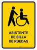 Wheelchair Assistant Yellow Spanish Portrait - Wall Sign