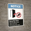 Notice: Security Door Kept Closed Not In Use - Wall Sign