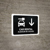 Car Rental With Down Arrow Black Bilingual Spanish Landscape - Wall Sign