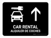 Car Rental With Up Arrow Black Bilingual Spanish Landscape - Wall Sign