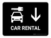 Car Rental With Down Arrow Black Landscape - Wall Sign