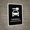 Car Rental Black Bilingual Spanish Portrait - Wall Sign