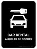 Car Rental Black Bilingual Spanish Portrait - Wall Sign