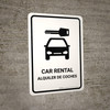 Car Rental White Bilingual Spanish Portrait - Wall Sign