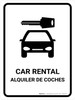 Car Rental White Bilingual Spanish Portrait - Wall Sign