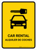 Car Rental Yellow Bilingual Spanish Portrait - Wall Sign