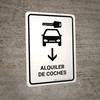 Car Rental With Down Arrow White Spanish Portrait - Wall Sign