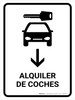 Car Rental With Down Arrow White Spanish Portrait - Wall Sign