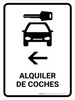Car Rental With Left Arrow White Spanish Portrait - Wall Sign