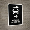 Car Rental With Right Arrow Black Spanish Portrait - Wall Sign