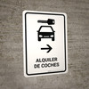 Car Rental With Right Arrow White Spanish Portrait - Wall Sign Car Rental With Right Arrow White Spanish Portrait - Wall Sign