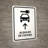 Car Rental With Up Arrow White Spanish Portrait - Wall Sign