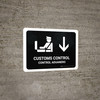 Customs Control With Down Arrow Black Bilingual Spanish Landscape - Wall Sign