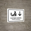 Customs Control With Down Arrow White Bilingual Spanish Landscape - Wall Sign