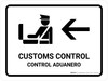Customs Control With Left Arrow White Bilingual Spanish Landscape - Wall Sign