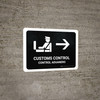 Customs Control With Right Arrow Black Bilingual Spanish Landscape - Wall Sign