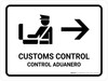 Customs Control With Right Arrow White Bilingual Spanish Landscape - Wall Sign