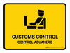 Customs Control Yellow Bilingual Spanish Landscape - Wall Sign