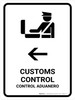 Customs Control With Left Arrow White Bilingual Spanish Portrait - Wall Sign