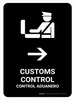 Customs Control With Right Arrow Black Bilingual Spanish Portrait - Wall Sign