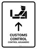 Customs Control With Up Arrow White Bilingual Portrait - Wall Sign