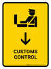 Customs Control With Down Arrow Yellow Portrait - Wall Sign