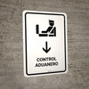 Customs Control With Down Arrow White Spanish Portrait - Wall Sign