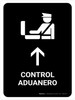 Customs Control With Up Arrow Black Spanish Portrait - Wall Sign