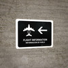 Flight Information With Left Arrow Black Bilingual Spanish Landscape - Wall Sign Flight Information With Left Arrow Black Bilingual Spanish Landscape - Wall Sign